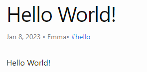 Screenshot of Minima blog showing blog tags on a post